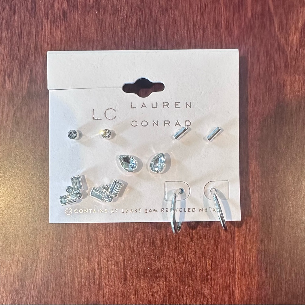 LC Lauren Conrad Silver Earrings Set